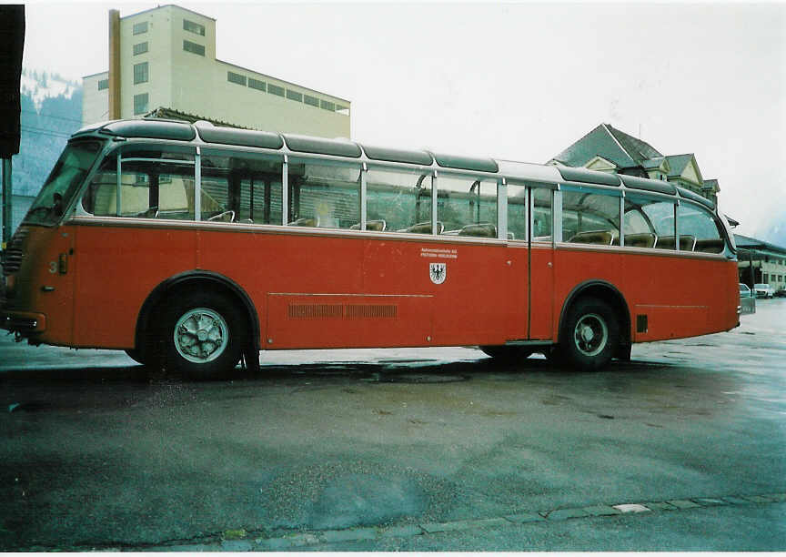 (005'603) - AFA Adelboden - Nr. 3/BE 26'703 - FBW/Gangloff am 25. M�rz 1990 beim Bahnhof Frutigen