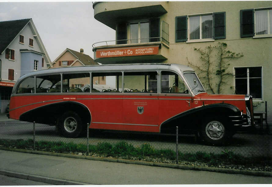 (009'515) - AFA Adelboden - Nr. 12/BE 26'702 - FBW/R&J am 17. April 1993 in Steffisburg, Autosattlerei Werthm�ller