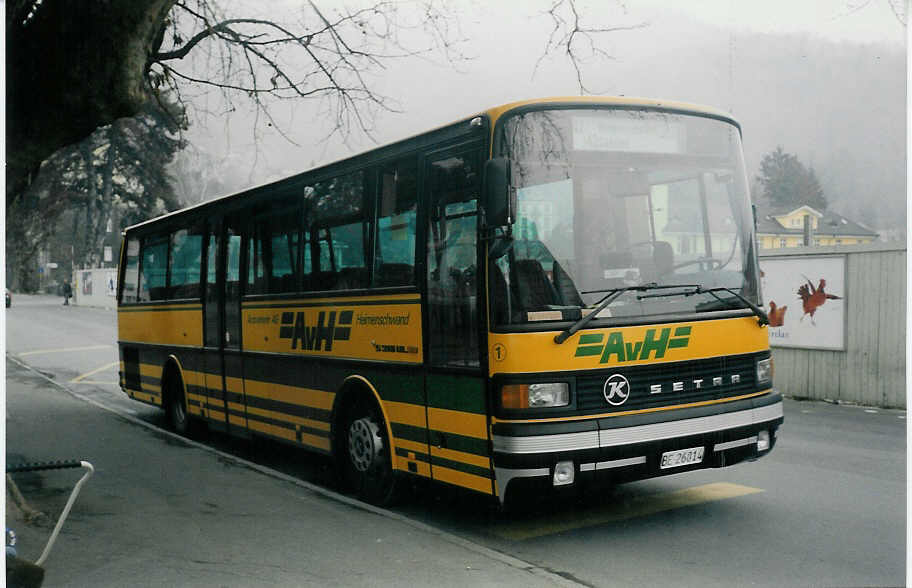 (013'735) - AvH Heimenschwand - Nr. 1/BE 26'814 - Setra am 18. M�rz 1996 in Thun, Aarefeld