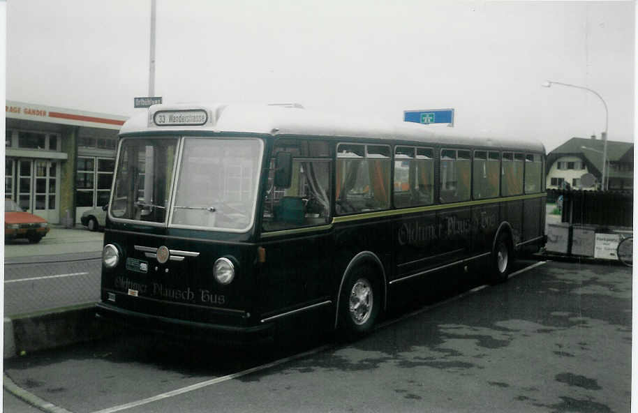 (014'633) - Reusser, Steffisburg - FBW/FHS (ex Berger, Chur; ex BVB Basel Nr. 25) am 8. August 1996 in Steffisburg, Restaurant B�ren