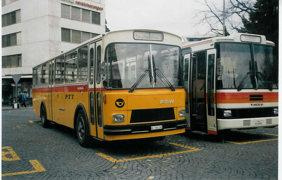 (016'331) - Burri, Teuffenthal - BE 336'192 - FBW/R&J am 15. M�rz 1997 beim Bahnhof Thun