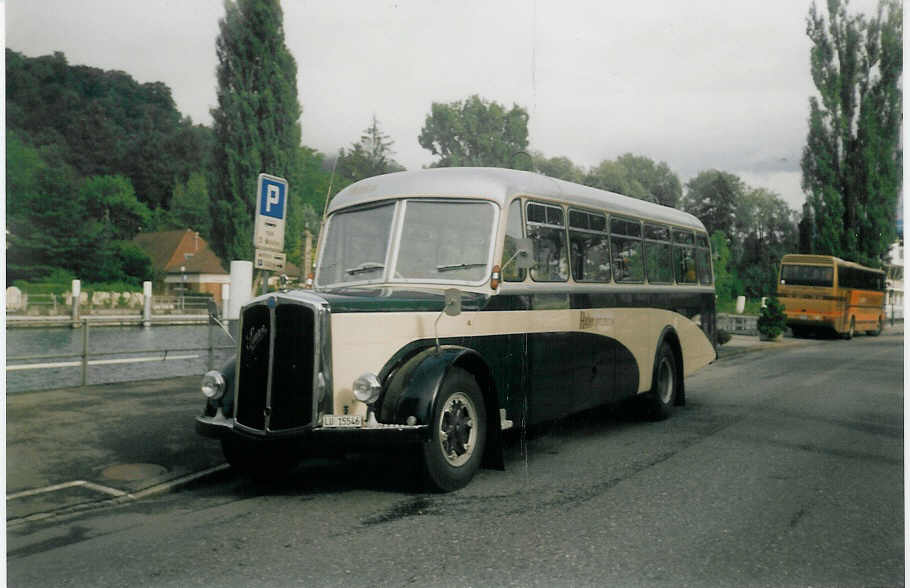 (018'809) - Huber, Entlebuch - Nr. 4/LU 15'546 - Saurer/Krapf (ex Lonza, Visp Nr. 33) am 30. August 1997 bei der Schiffl�ndte Thun