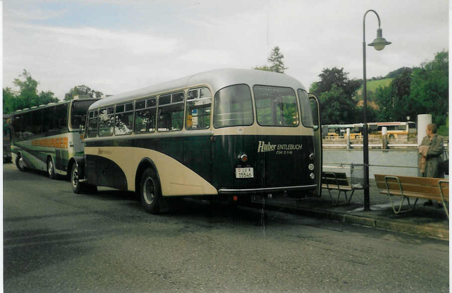 (018'810) - Huber, Entlebuch - Nr. 4/LU 15'546 - Saurer/Krapf (ex Lonza, Visp Nr. 33) am 30. August 1997 bei der Schiffl�ndte Thun