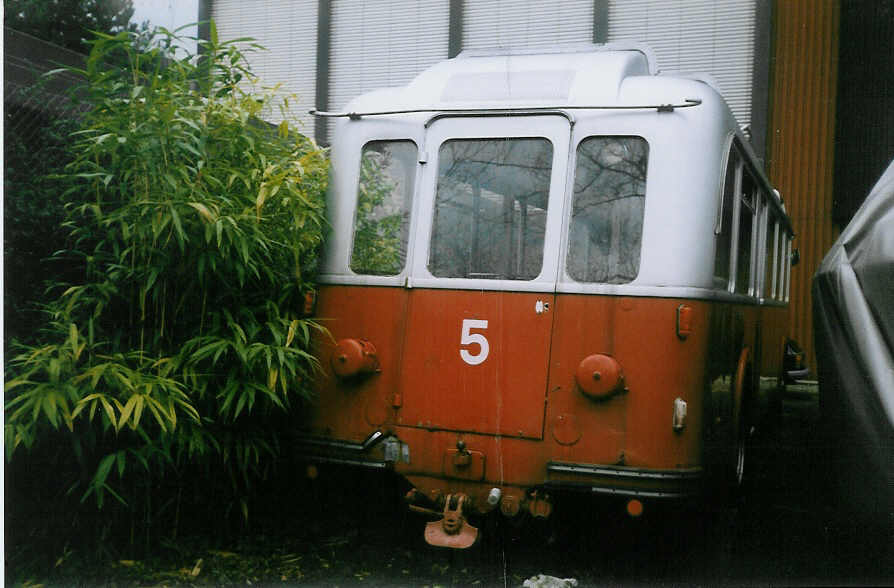 (021'011) - RhV Altst�tten - Nr. 5 - FBW/SIG Trolleybus am 30. November 1997 in Luzern, Verkehrshaus