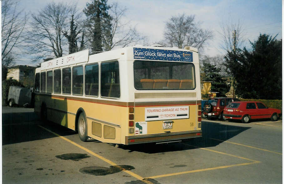 (021'407) - STI Thun - Nr. 58/BE 413'458 - Saurer/R&J am 5. Januar 1998 bei der Schiffl�ndte Thun