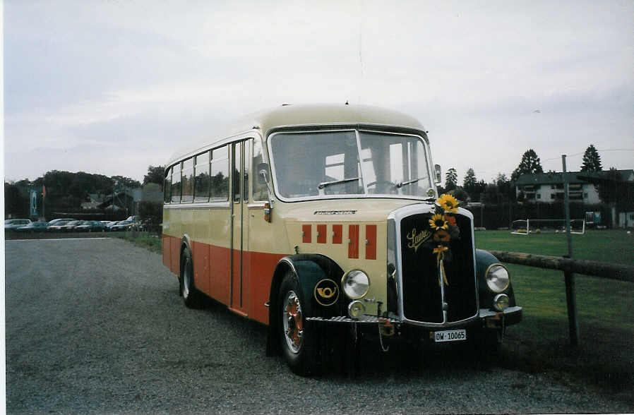 (025'614) - Imfeld, Sachseln - OW 10'065 - Saurer/T�scher (ex L�tscher, Neuheim) am 18. August 1998 in Thun-Lerchenfeld, Waldeck