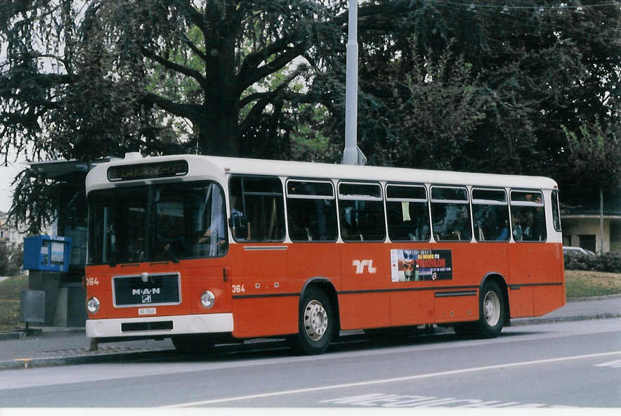 (025'623) - TL Lausanne - Nr. 364/VD 1543 - MAN am 22. August 1998 in Lausanne, C�cil