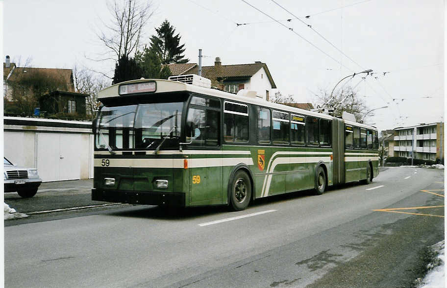 (029'804) - SVB Bern - Nr. 59 - FBW/Hess Gelenktrolleybus am 1. M�rz 1999 in Bern, B�mpliz