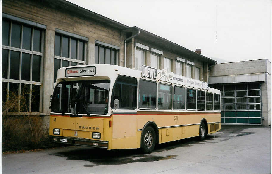(030'304) - STI Thun - Nr. 46/BE 396'546 - Saurer/R&J am 19. M�rz 1999 in Thun, Garage