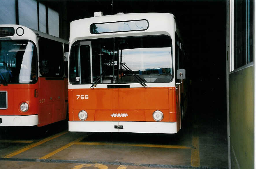 (033'809) - TL Lausanne - Nr. 766 - NAW/Lauber Trolleybus am 7. Juli 1999 in Lausanne, D�p�t Borde