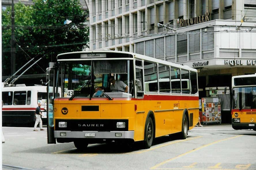 (034'801) - Schwizer, Goldach - Nr. 3/SG 68'249 - Saurer/T�scher am 19. Juli 1999 beim Bahnhof St. Gallen