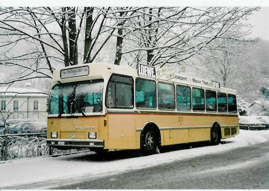 (038'826) - STI Thun - Nr. 46/BE 396'546 - Saurer/R&J am 24. Januar 2000 bei der Schiffl�ndte Thun