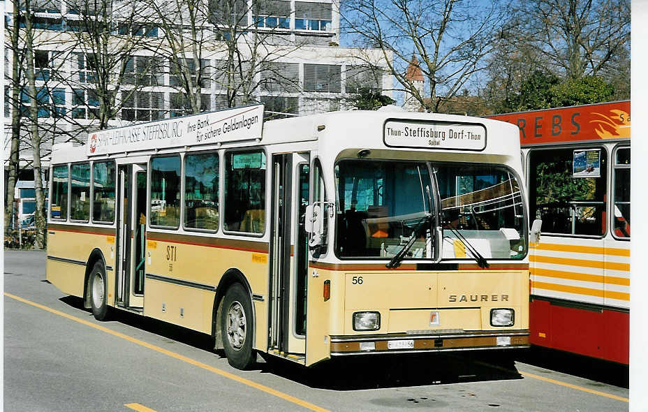 (044'716) - STI Thun - Nr. 56/BE 413'456 - Saurer/R&J am 16. Februar 2001 bei der Schiffl�ndte Thun