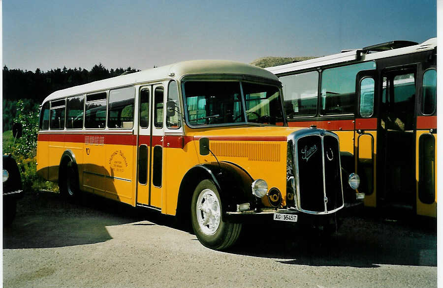 (049'331) - K�lin, M�riken - AG 15'457 - Saurer/T�scher (ex Furrer, Schmidr�ti) am 25. August 2001 in Niederbipp, Saurertreffen