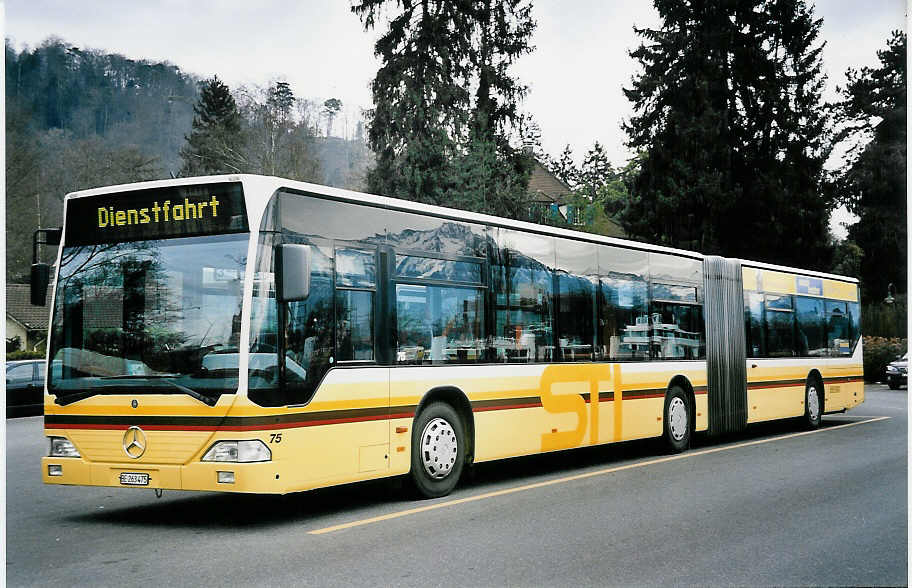 (052'002) - STI Thun - Nr. 75/BE 263'475 - Mercedes am 5. Februar 2002 bei der Schiffl�ndte Thun