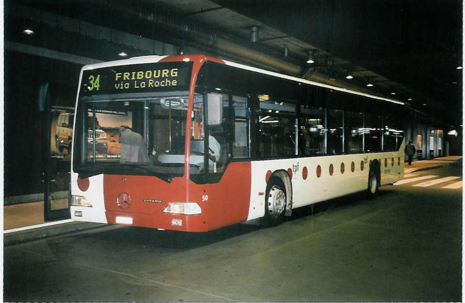 (052'433) - TPF Fribourg - Nr. 50/FR 300'326 - Mercedes am 17. M�rz 2002 in Fribourg, Busbahnhof