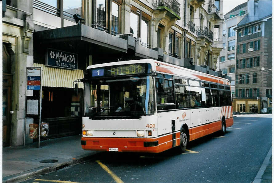 (058'314) - TPG Gen�ve - Nr. 409/GE 96'841 - Renault am 1. Januar 2003 in Gen�ve, Coutance