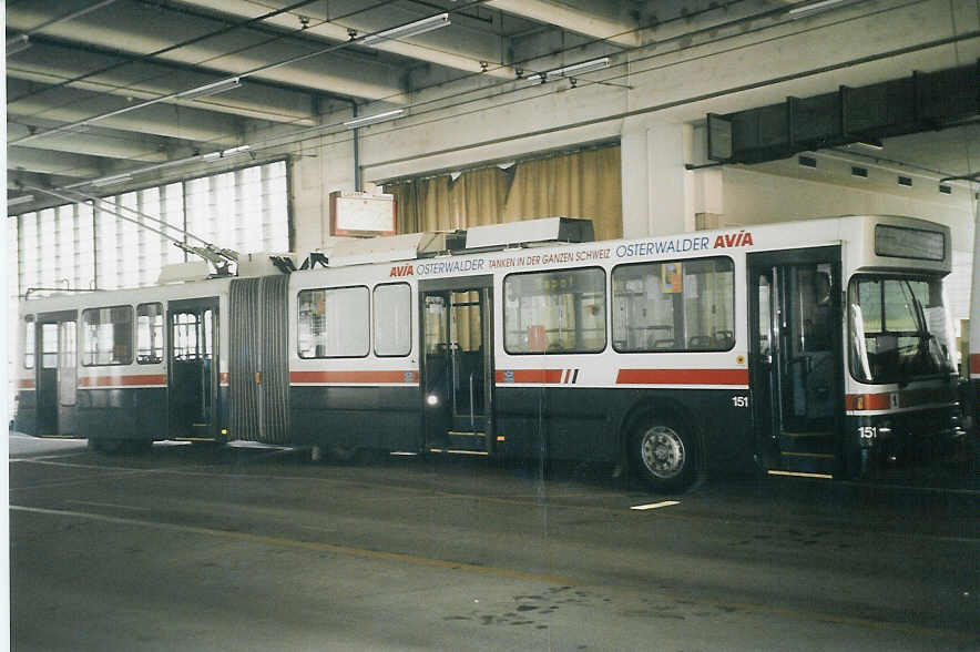 (059'505) - VBSG St. Gallen - Nr. 151 - NAW/Hess Gelenktrolleybus am 29. M�rz 2003 in St. Gallen, Depot