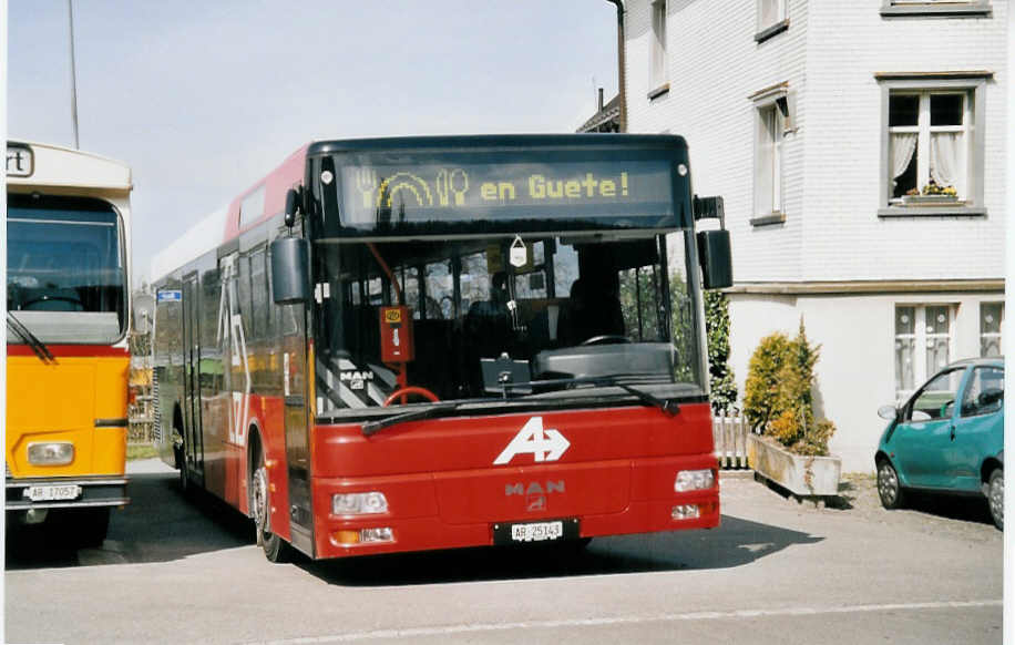 (059'515) - AB Herisau - AR 25'143 - MAN am 29. M�rz in Speicherschwendi, Gasthaus B�ren