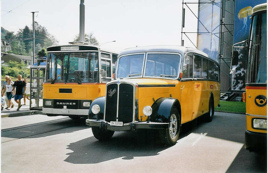 (061'419) - Capaul, Feldmeilen - ZH 53'700 - Saurer/R&J (ex M+79'518; ex P 23'067; ex P 2119) am 13. Juli 2003 in Luzern, Verkehrshaus