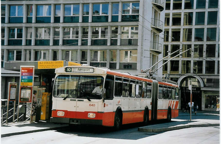 (062'424) - TPG Gen�ve - Nr. 640 - FBW/Hess Gelenktrolleybus am 4. August 2003 in Gen�ve, Bel-Air