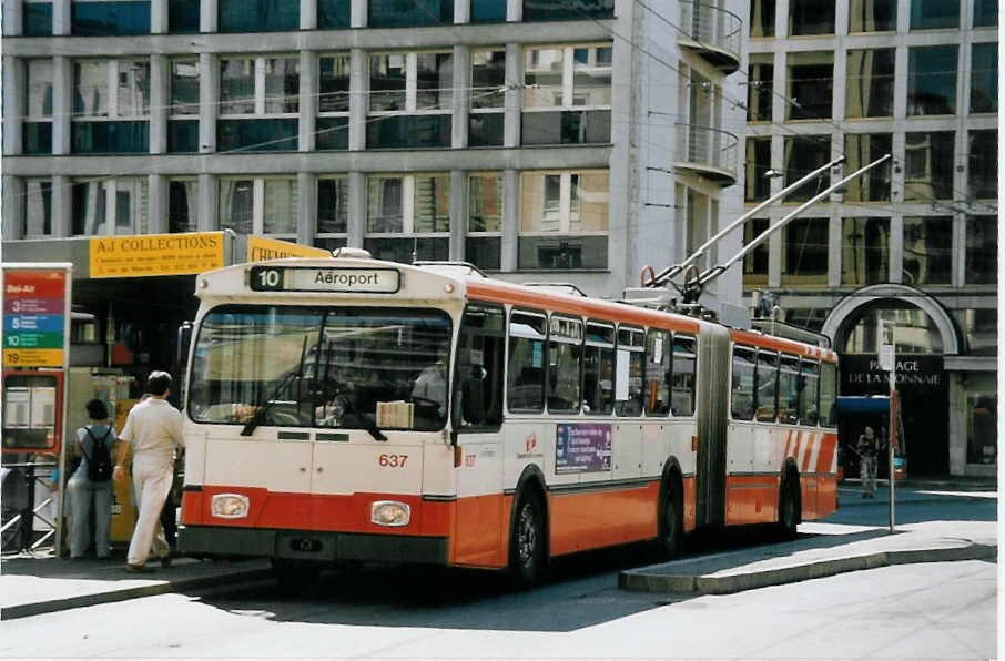 (062'501) - TPG Gen�ve - Nr. 637 - FBW/Hess Gelenktrolleybus am 4. August 2003 in Gen�ve, Bel-Air