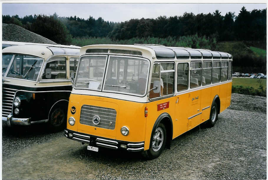 (062'922) - Streiff, Gelterkinden - AG 306'557 - Saurer/Gangloff (ex Oldie-Tours Z�risee, Wollerau; ex OTAG, Wald; ex Leibundgut, Obergoldbach; ex Krebs, Belpberg) am 30. August 2003 in Niederbipp, Saurertreffen