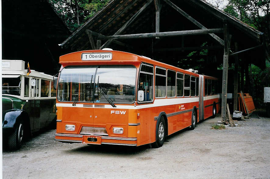 (063'308) - ZVB Zug (RWB) - Nr. 49 - FBW/Hess (ex RhV Altst�tten Nr. 101) am 7. September 2003 in Oberburg, Ziegelgut