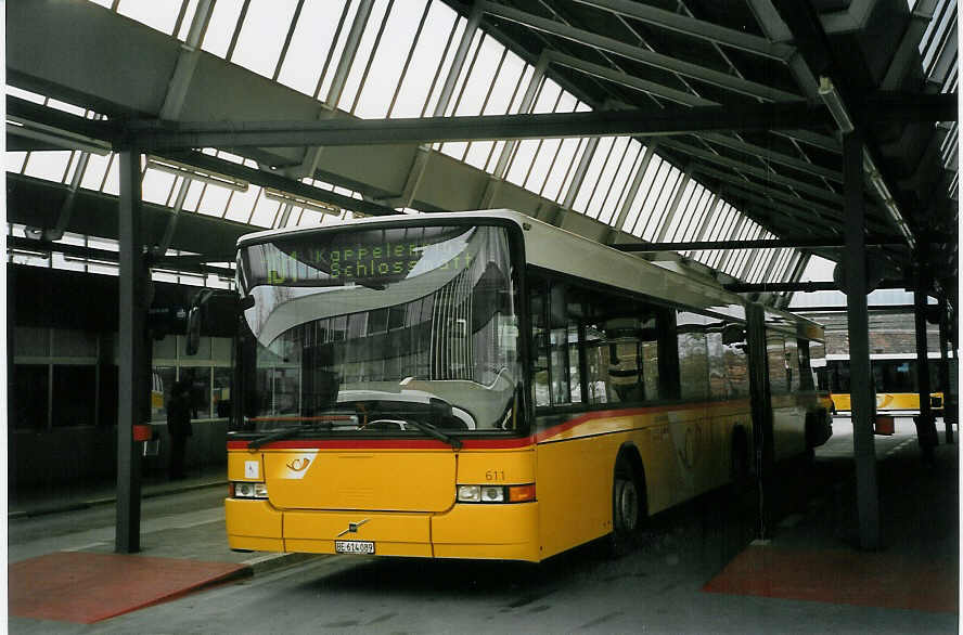 (066'005) - PostAuto Bern-Freiburg-Solothurn - Nr. 611/BE 614'089 - Volvo/Hess (ex P 27'731) am 8. M�rz 2004 in Bern, Postautostation