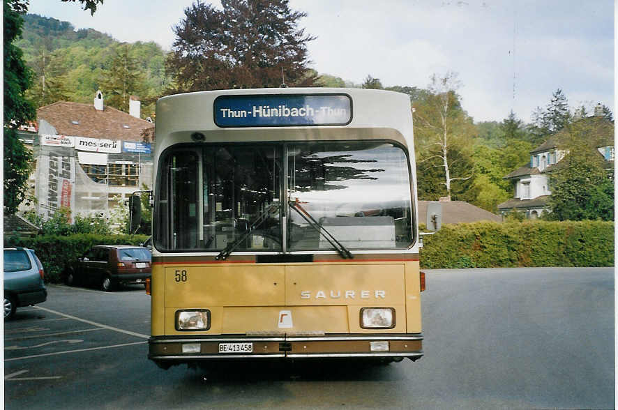 (067'529) - STI Thun - Nr. 58/BE 413'458 - Saurer/R&J am 14. Mai 2004 bei der Schiffl�ndte Thun