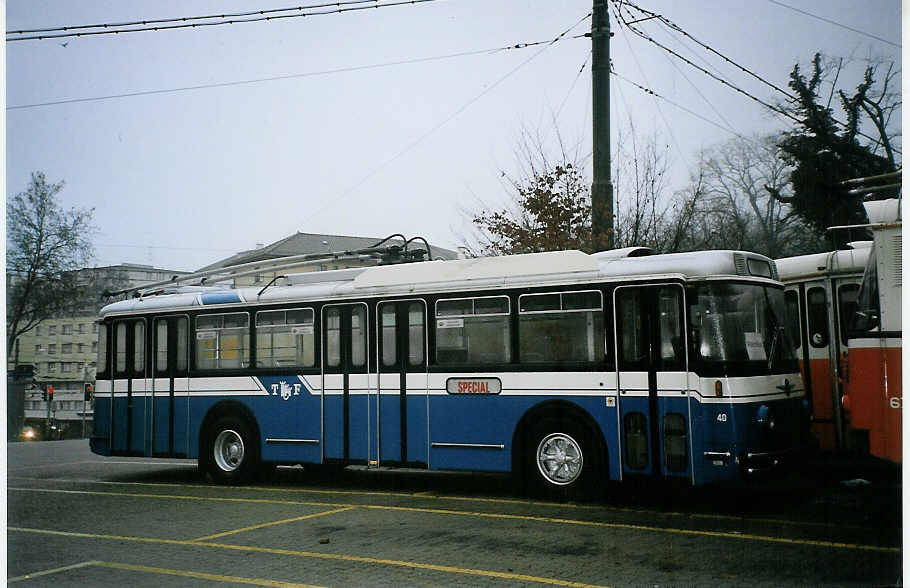 (074'535) - TF Fribourg (R�trobus) - Nr. 40 - Saurer/Hess Trolleybus am 12. Februar 2005 in Lausanne, D�p�t Borde