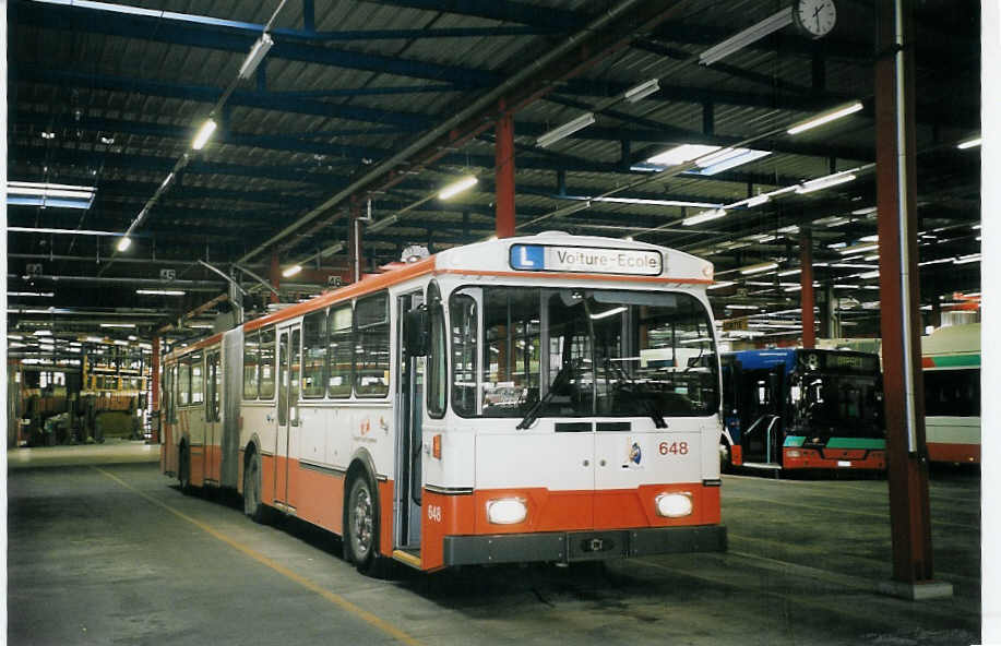 (075'028) - TPG Gen�ve - Nr. 638 - FBW/Hess Gelenktrolleybus am 24. Februar 2005 in Gen�ve, D�p�t