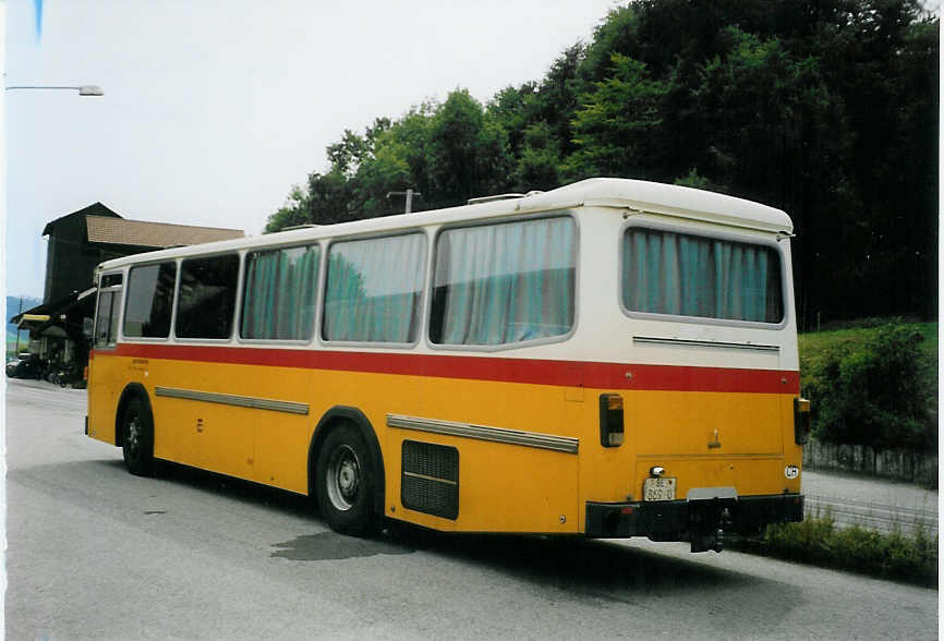 (079'237) - Ryser, Auswil - BE 869 U - Saurer/Hess (ex Flury, Balm) am 29. Juli 2005 in Hasle-R�egsau