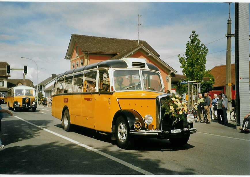 (085'012) - Tschannen, Arth - SZ 47'860 - Saurer/Eggli (ex OPC Ennetb�rgen Nr. 2; ex M+79'513; ex P 23'153; ex P 2240) am 13. Mai 2006 beim Bahnhof Aarberg