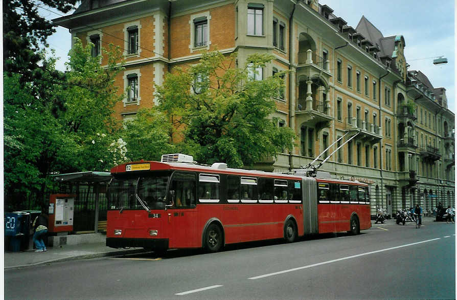 (085'501) - Bernmobil, Bern - Nr. 34 - FBW/Gangloff Gelenktrolleybus am 22. Mai 2006 in Bern, Universit�t