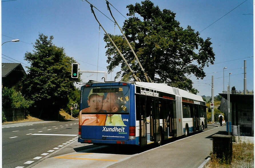 (087'531) - VBL Luzern - Nr. 204 - Hess/Hess Gelenktrolleybus am 25. Juli 2006 in Luzern, Unterl�chli