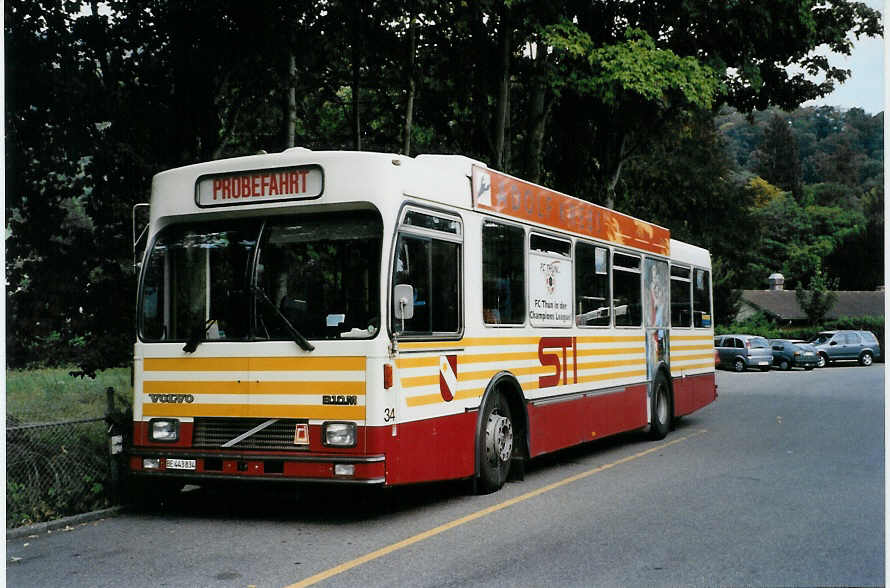 (089'727) - STI Thun - Nr. 34/BE 443'834 - Volvo/R&J (ex SAT Thun Nr. 34) am 16. September 2006 bei der Schiffl�ndte Thun