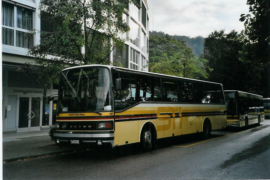 (089'832) - STI Thun - Nr. 18/BE 26'814 - Setra (ex AvH Heimenschwand Nr. 1) am 3. Oktober 2006 bei der Schiffl�ndte Thun