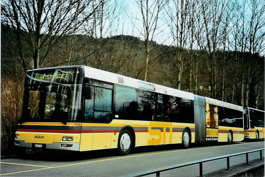 (092'406) - STI Thun - Nr. 106/BE 577'106 - MAN am 2. M�rz 2007 bei der Schiffl�ndte Thun