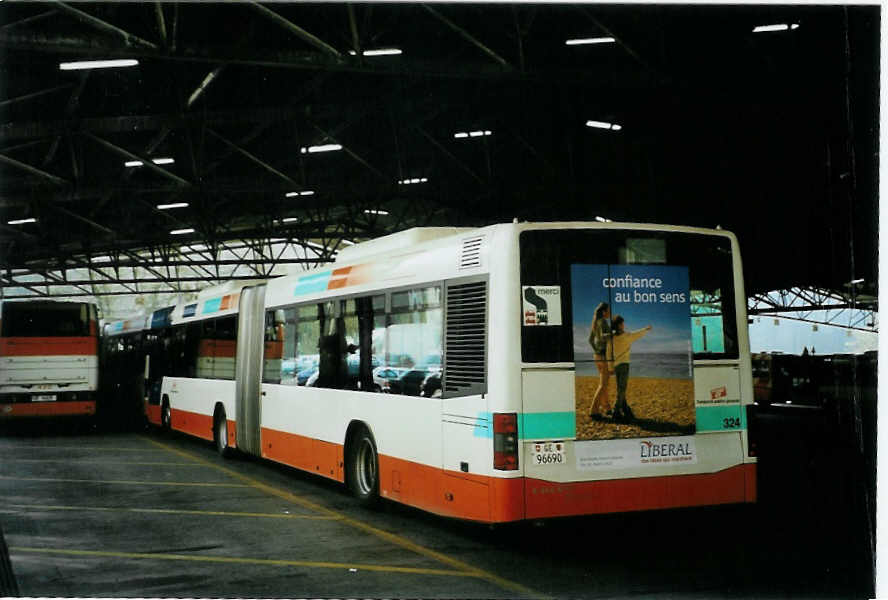 (092'909) - TPG Gen�ve - Nr. 324/GE 96'690 - Volvo am 17. M�rz 2007 in Gen�ve, D�p�t
