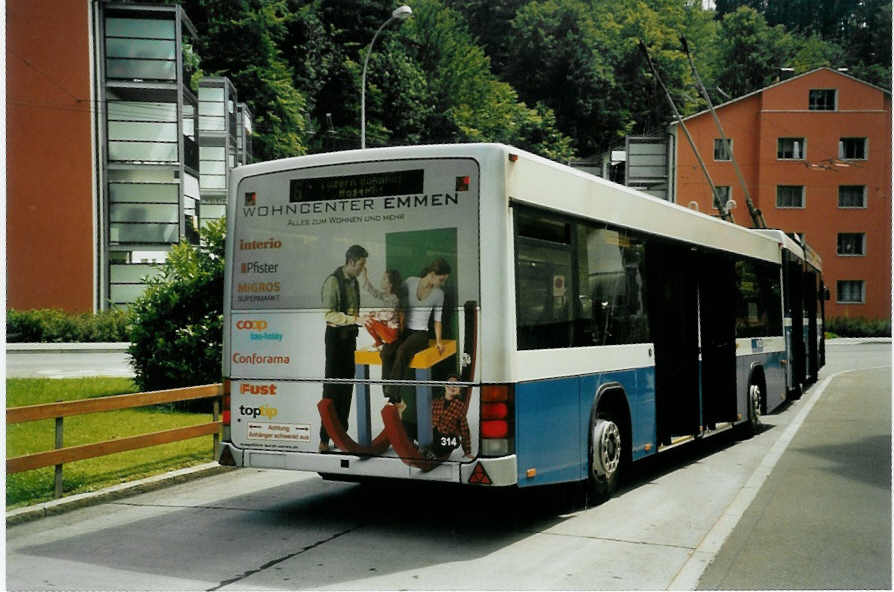 (096'808) - VBL Luzern - Nr. 314 - Lanz+Marti/Hess Personenanh�nger am 23. Juli 2007 in Luzern, W�rzenbach