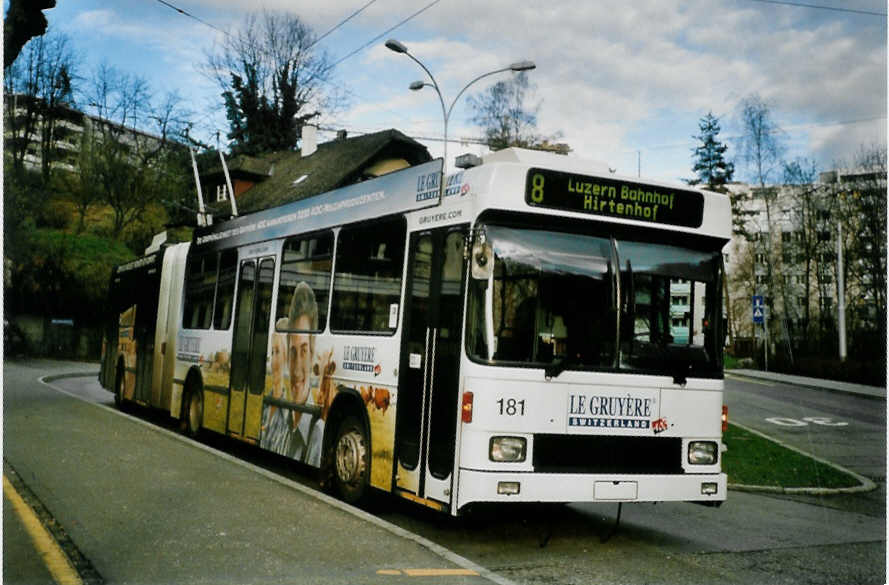 (101'422) - VBL Luzern - Nr. 181 - NAW/Hess Gelenktrolleybus am 26. November 2007 in Luzern, W�rzenbach