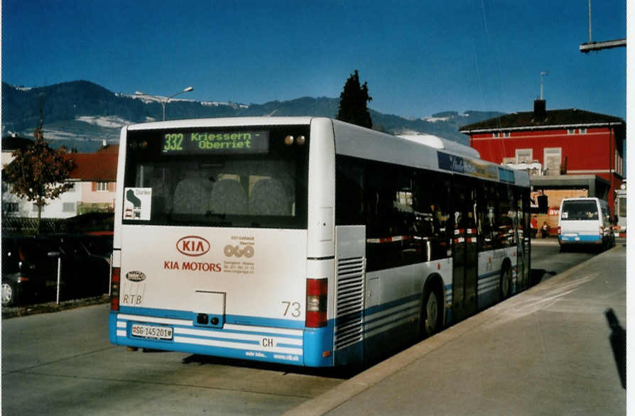 (102'626) - RTB Altst�tten - Nr. 73/SG 145'201 - MAN am 29. Dezember 2007 beim Bahnhof Altst�tten