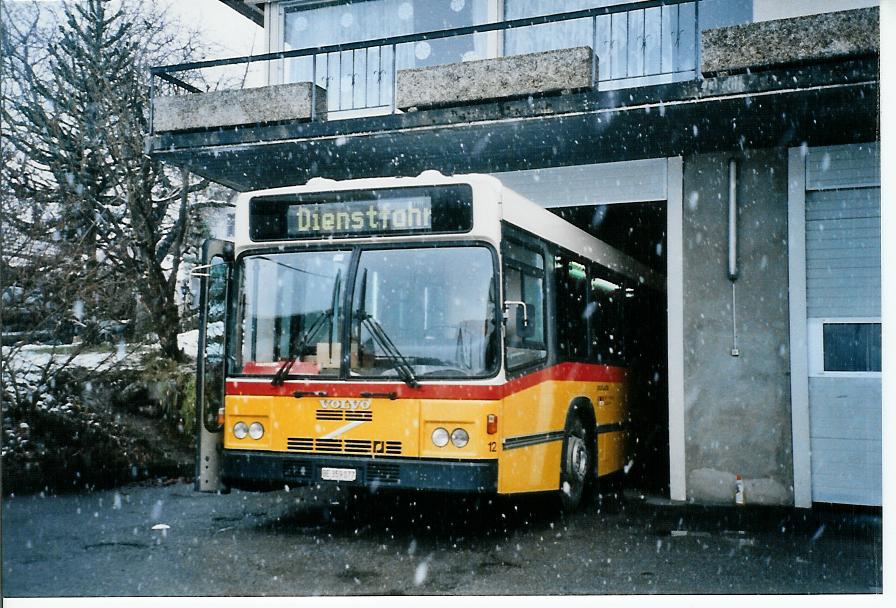 (103'824) - Lengacher, M�nsingen - Nr.  12 /BE 359'077 - Volvo/R&J (ex Steiner, Ortschwaben Nr. 12) am 2. Februar 2008 in Kirchdorf, Garage (Teilaufnahme)
