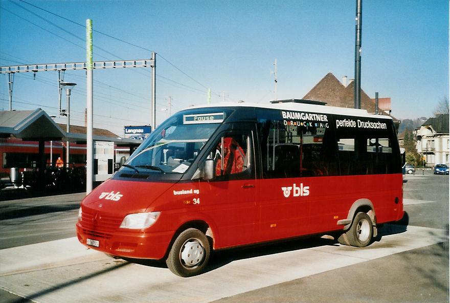 (104'330) - Busland, Burgdorf - Nr. 34/BE 567'514 - Mercedes/Auw�rter (ex AAGK Koppigen Nr. 14) am 18. Februar 2008 beim Bahnhof Langnau
