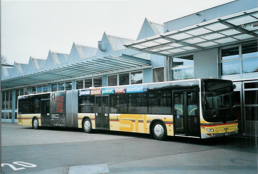 (105'307) - STI Thun - Nr. 119/BE 700'119 - MAN am 16. M�rz 2008 in Thun, Garage