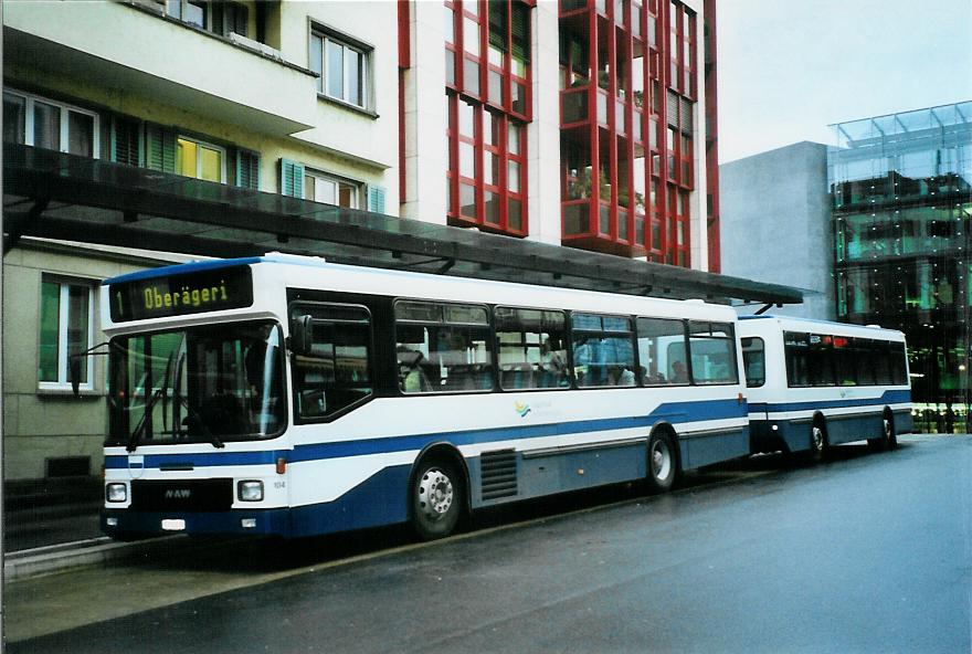 (105'314) - ZVB Zug - Nr. 104/ZG 54'614 - NAW/Hess (ex Nr. 94) am 17. M�rz 2008 beim Bahnhof Zug
