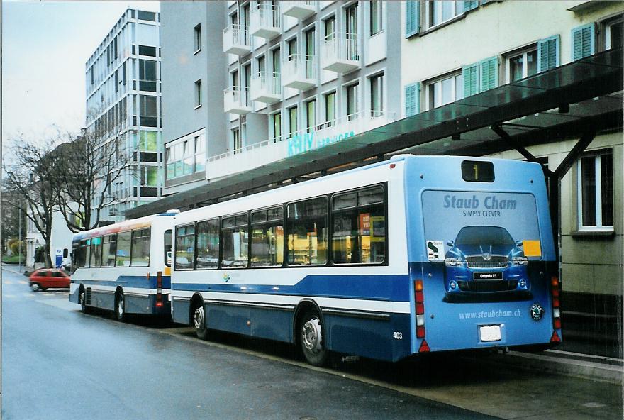 (105'316) - ZVB Zug - Nr. 403/ZG 82'543 - Lanz+Marti/Hess Personenanh�nger (ex Nr. 103) am 17. M�rz 2008 beim Bahnhof Zug