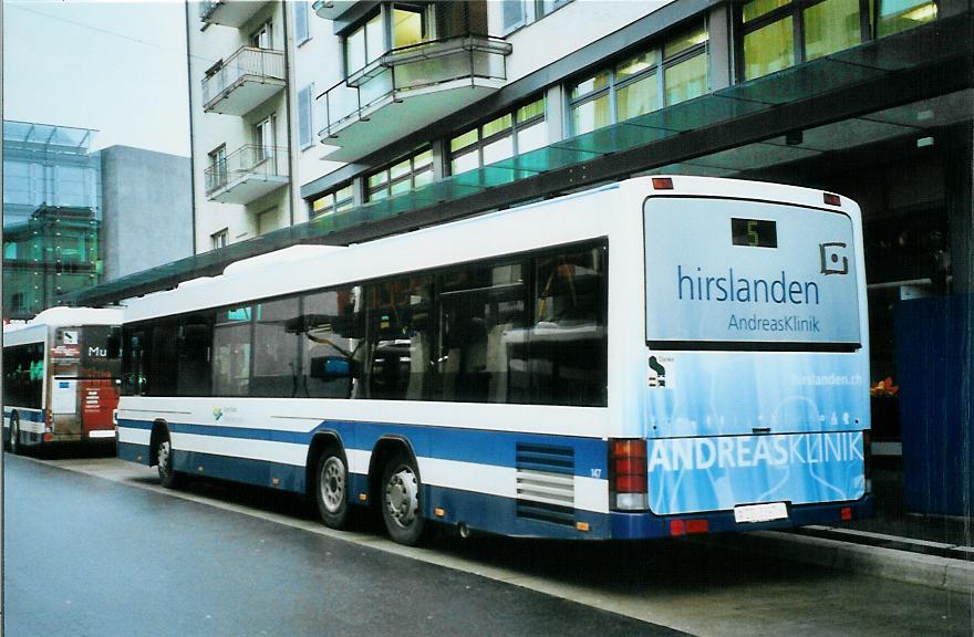 (105'325) - ZVB Zug - Nr. 147/ZG 3397 - Scania/Hess am 17. M�rz 2008 beim Bahnhof Zug