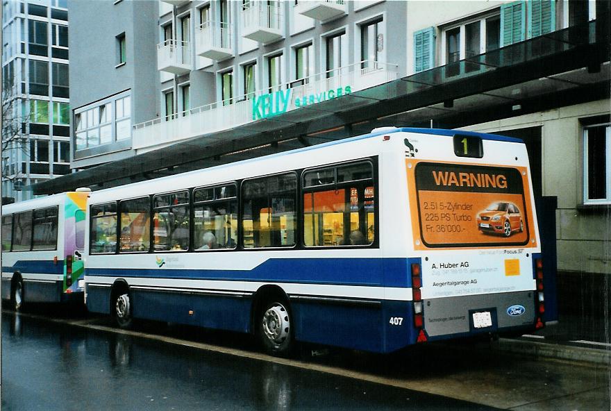 (106'036) - ZVB Zug - Nr. 407/ZG 82'547 - Lanz+Marti/Hess Personenanh�nger (ex Nr. 107) am 31. M�rz 2008 beim Bahnhof Zug